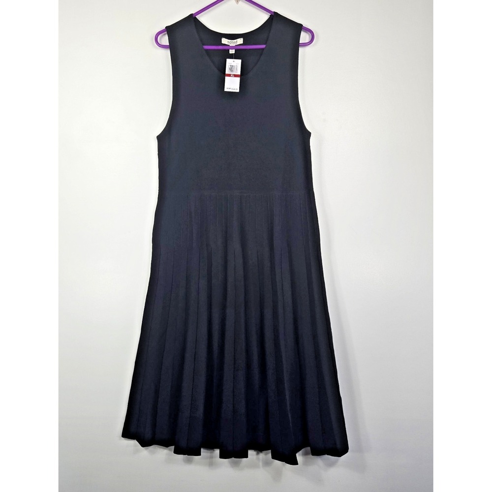 Edited by Remi Bader Womens XL Black Pleated Pullover‎ Knit Dress New